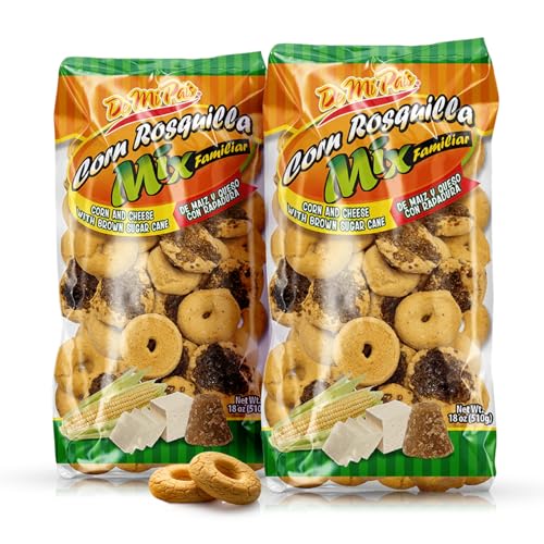 De Mi Pais Corn Rosquilla Mix with Brown Sugar Cane – Handcrafted Rosquillas Artesanales from Honduras with Cheese, Hojaldres & Sweet Corn Chips; Bold Central American Flavor | 18 Oz | 2-Pack
