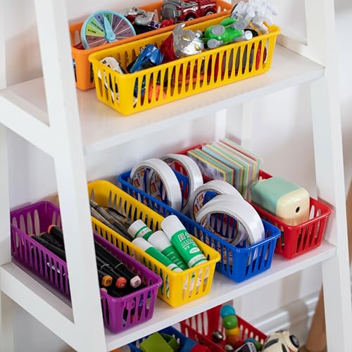 Cestas de plástico Basicwise de almacenamiento para organización escolar, 12 unidades 7
