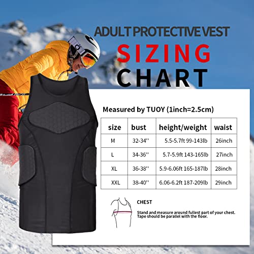 Dgxinjun Men's Padded Compression Vest Sleeveless T Shirt For Men Women Football Rib Chest Protector Sports Protective Tank Top With Pads For Paintball Baseball (4-Pad) #TOP6