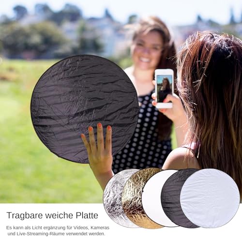 FmtwPhn Reflector de cámara, reflector de fotos 5 en 1 para fotografía, reflector redondo plegable para fotografía, reflector de luz exterior reutilizable para fotografía - imagen 8