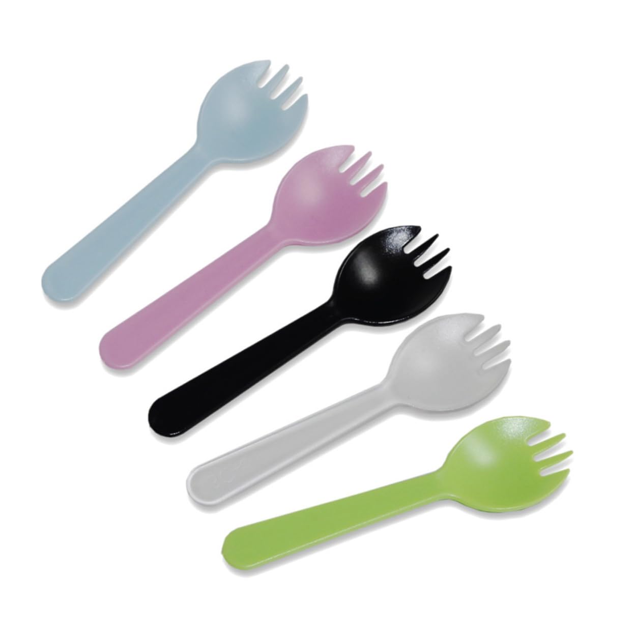 Didiseaon 100pcs Set of Blue Plastic Sporks 2-in-1 Serving Utensils for Fruit Cake Dessert Non-stick Tasteless