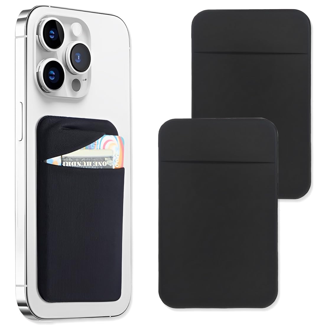 JEYORZY 2 pcs Porta Carte di Credito per Cellulare, Titolare Della Carta per Cellulare, Porta Carte per Cellulare Adesivo Portafoglio, supporti per carte di credito per smartphone, nero
