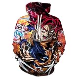 CHENMA Unisex Kinder Jungen Mädchen Goku Cosplay 3D-Druck Pullover Kapuzen-Sweatshirt mit Kängurutasche