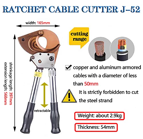 Heavy Duty Ratchet Cable Cutter, Professional Hand Tool for Efficient Communications Cable Slicing - Image 3