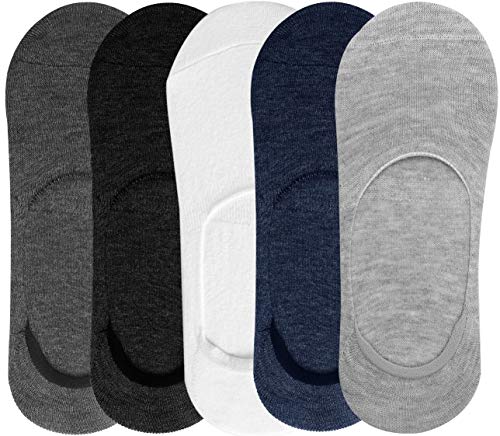 iMounTEK Unisex No Show Invisible Socks. Non-Slip Grip, Low Cut Casual Cotton Breathable Boat Socks 5 Pairs