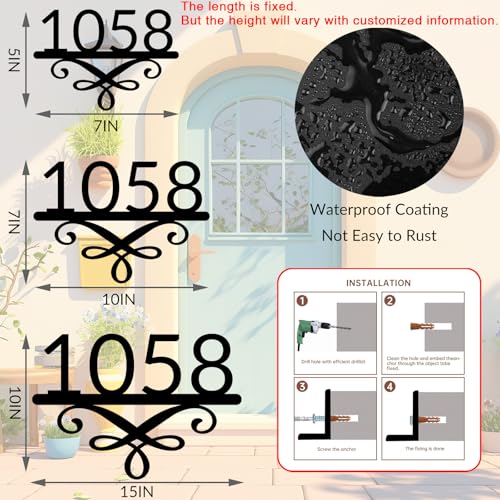Image of Personalized House Number Custom Metal Address House Numbers Modern House Number Sign for Outside