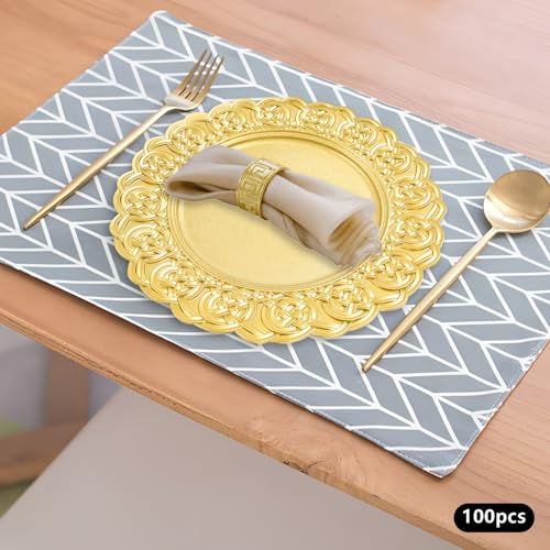 Platos decorativos redondos de plástico 13 in set 100 piezas miniatura 4