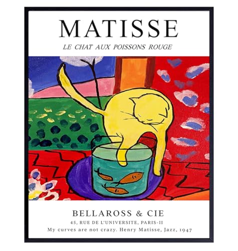 Matisse Poster Cat Wall Decor - 8x10 Mid Century Modern