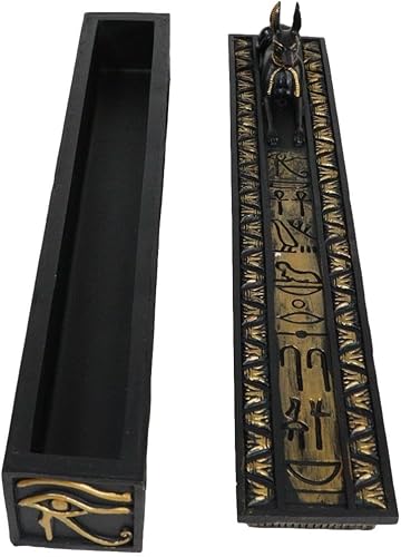 Miniatura 6 de Ebros Gift Dios de los muertos egipcios Anubis Chacal Quemador de incienso para perro y caja de almacenamiento, escultura para el hogar, accesorio