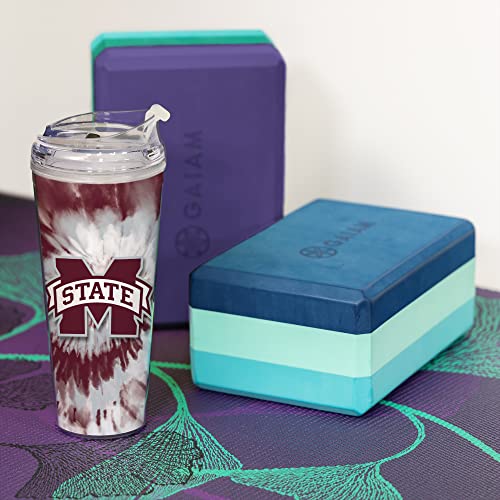 Image of Rico Industries NCAA Glitter 24oz Acrylic Glitter Tumbler with Hinged Lid, Officially Licensed Double Wall Tumbler with Straw