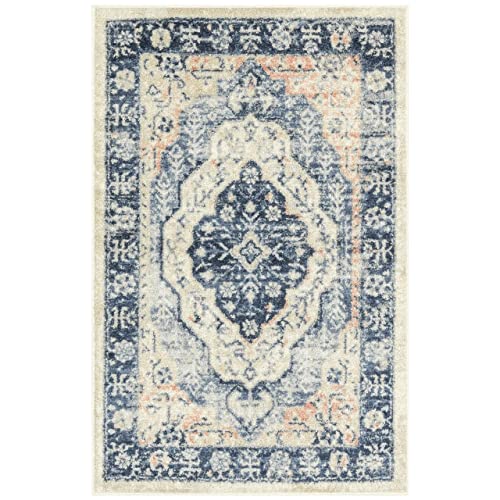 Maples Rugs Caprice Boho Medallion Trellis Kitchen Rugs Non Skid Accent Area Carpet [Made In Usa], Blue, 2'6 X 3'10 #TOP29