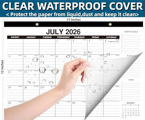 Image of Desk Calendar 2026-2027, 18-Month Wall Calendar Through Dec 2027, Large 17 inch x 12 inch Monthly Calendar Planner, Ample Space, Thick Paper, Plastic Cover - Perfect for Home School & Office Organization