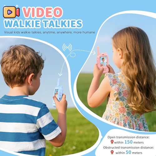 Image of BlueFire Kids Walkie Talkies with Video - Screen Display Toy Radios with Voice Effects, One-on-One Pairing, Long Range - Birthday Toys Gifts for Boys & Girls Ages 3-12 (Pink+Blue)