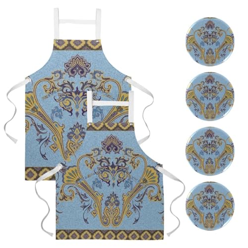 Tablier de cuisine avec 4 broches incluses lot de 2 imperméable pour nettoyage et pâtisserie