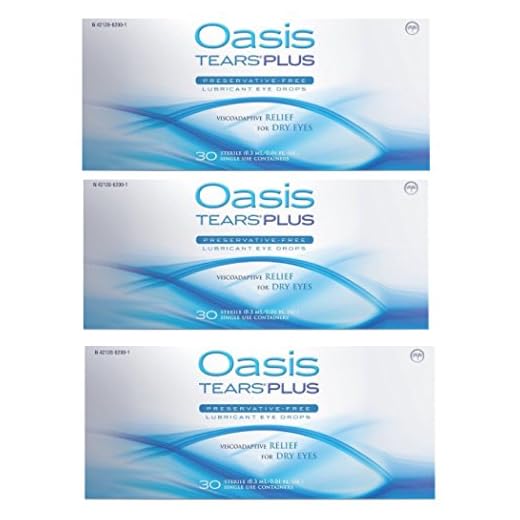 Oasis Tears Plus Lubricant Eye Drops Relief for Dry Eyes, 30 Count Box Sterile Disposable Containers (Pack of 3)