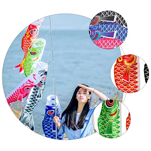 PAREKS 15 PCS Japanese Carp Streamer Japanese Decor Summer Flag Chinese Decor House roof Hanging Koinobori Fish windsock Outdoor Koinobori Hanging Decor Beautiful Fish Flag accessories/2370