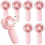 Rossesay Mini Portable Fan Bulk Cute Handheld Lightweight Small Little Personal Hand Eyelash Fan 3 Speeds USB Rechargeable for Women Men Indoor Outdoor Makeup Travel Camping (Pink, 6 Pcs)