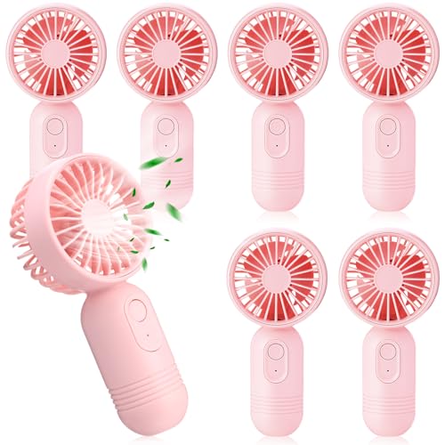 Rossesay Mini Portable Fan Bulk Cute Handheld Lightweight Small Little Personal Hand Eyelash Fan 3 Speeds USB Rechargeable for Women Men Indoor Outdoor Makeup Travel Camping (Pink, 6 Pcs)
