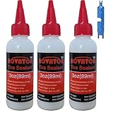 NOVATOR High Performance Bike Tire Sealant for Tubeless, Tubulars, Seals Faster, Lasts Longer, Micro-Fiber for MTB, Road, Gravel, CX Bicycle Tires (3oz.sealant * 3 Bottle+Valve Tool)