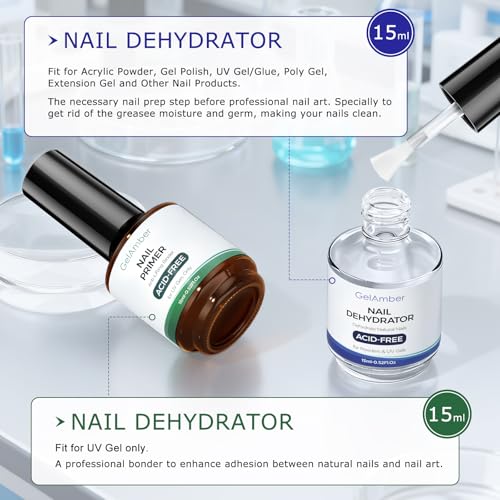 GELAMBER 2Pcs Nail Dehydrator y Primer 15ml miniatura 3