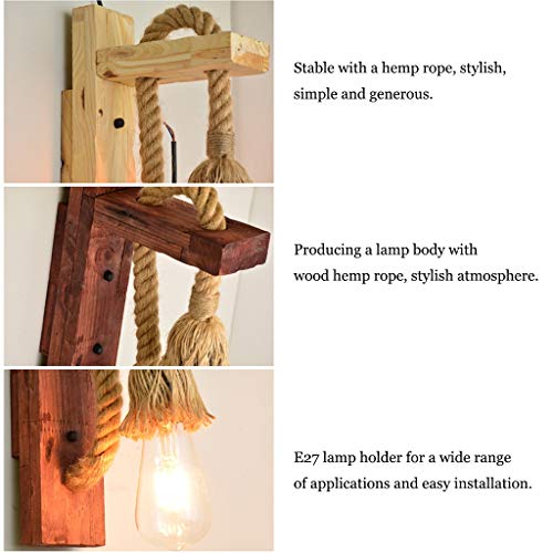 Lámpara de pared de madera para iluminar esquinas oscuras con interruptor integrado cómodo 8