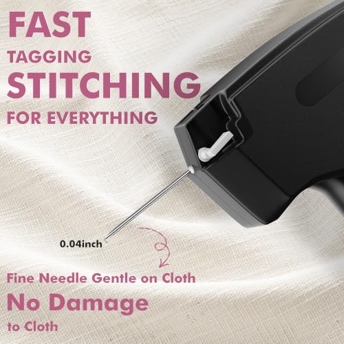 Image of Stitch Gun for Clothes, Tagging Gun, Quick Clothing Fixer, Black | 5000 Fasteners, 0.04 inch Fine Needle, 6 Needles, Portable, Handheld, Compact, Lightweight, Easy to Use, Versatility, Durable
