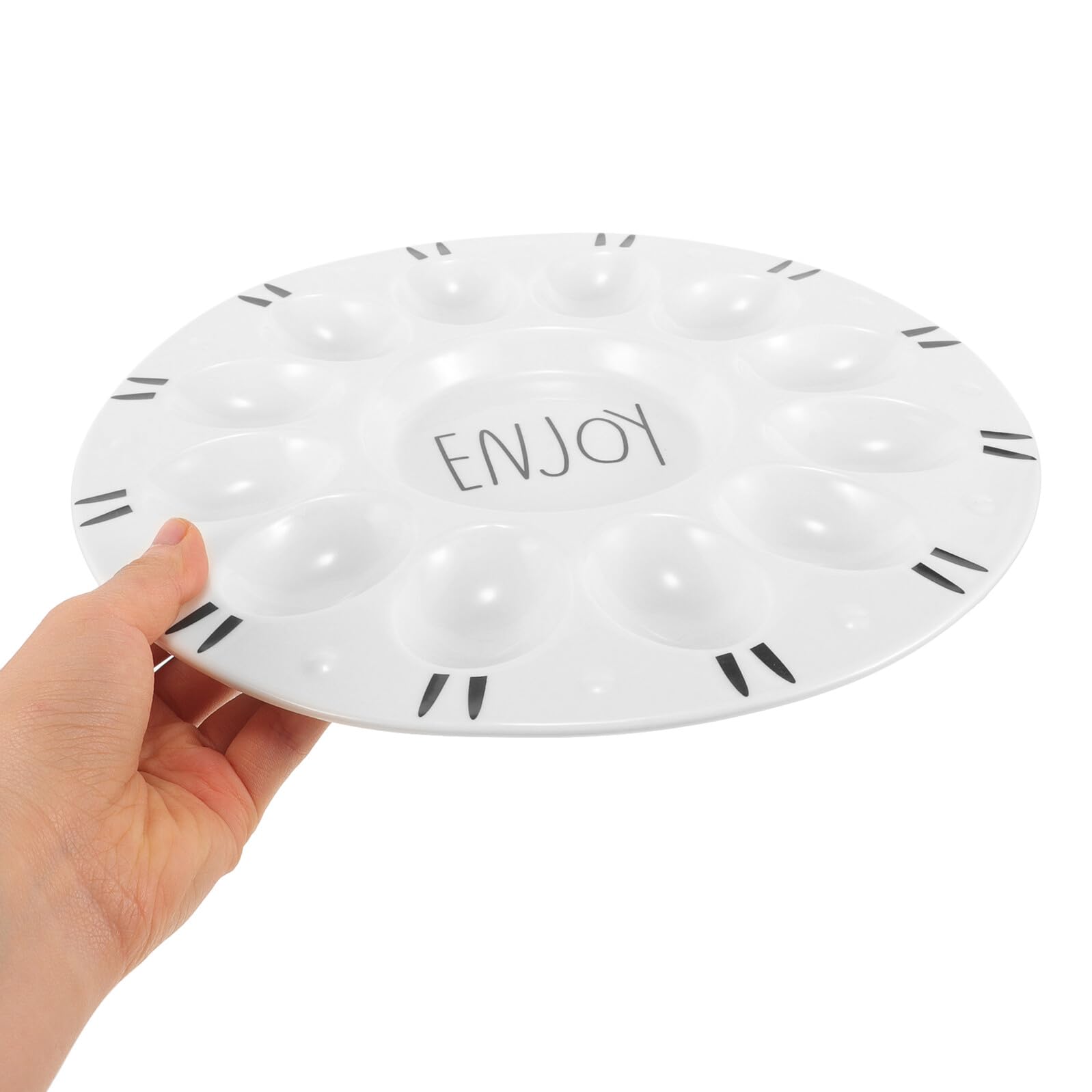 DOITOOL Plateau à Œufs pour Présenter Œufs Mimosa pour Pâques en Céramique Blanc Compartiments Multiples Facile à Nettoyer Lors de Repas Festifs