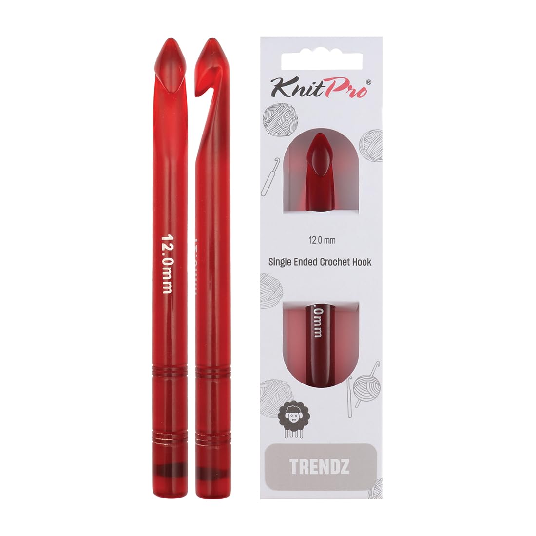 Knitpro Red Trendz Single-Ended Crochet Hook | 12.00Mm