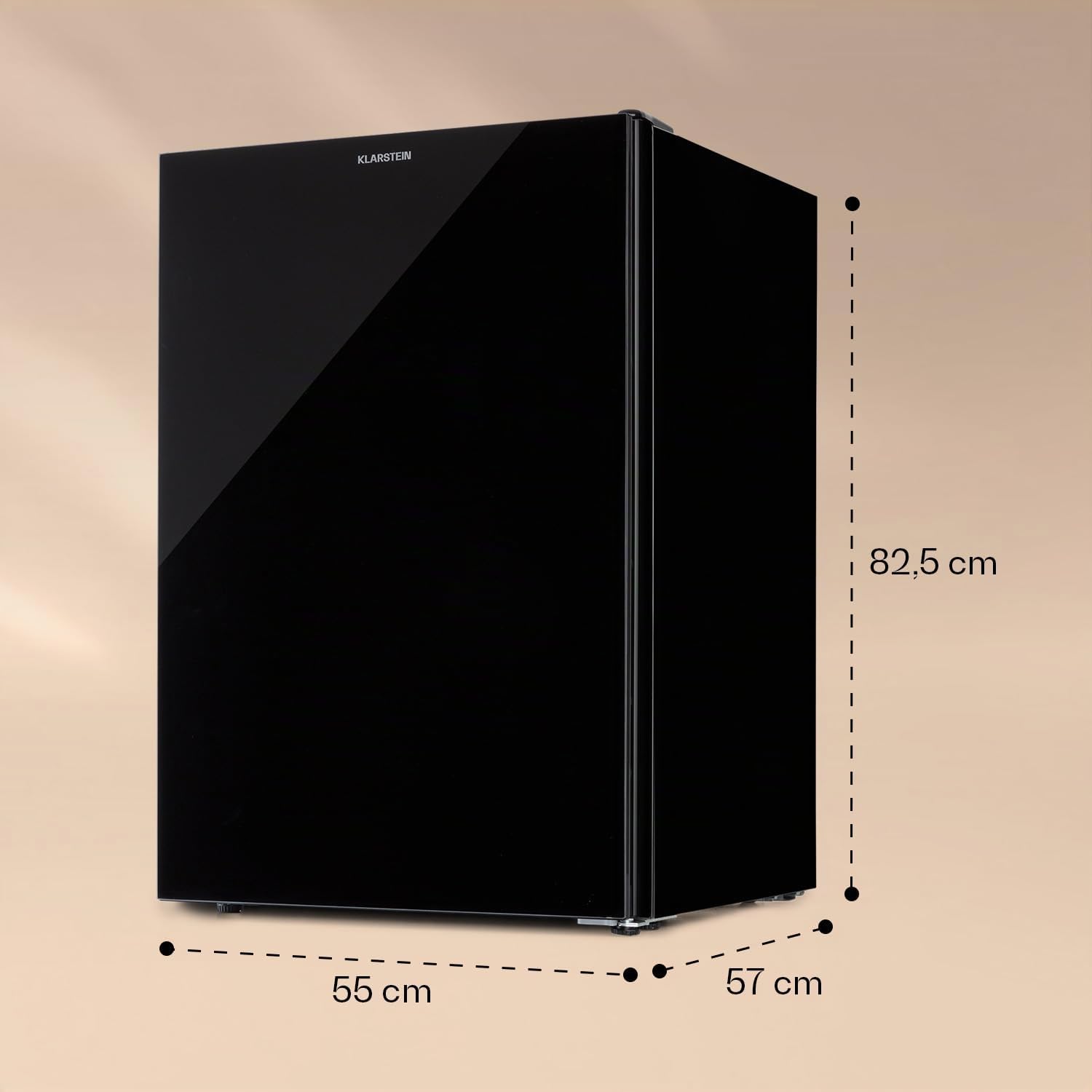 KLARSTEIN Pluto – congélateur 1 zone de refroidissement, thermostat à 5 niveaux, 0 à -18 ° C, avec façade en verre, pieds réglables en hauteur, silencieux, volume 80 litres - noir