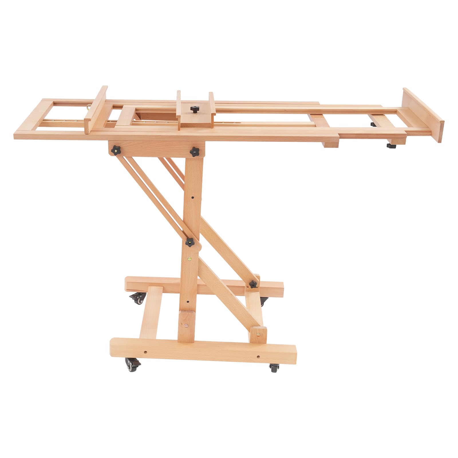 Caballete de madera ajustable de 140 a 300 cm, con ruedas, pintura horizontal y vertical, para pintar, artistas, adultos, soporta 10 kg (color madera)