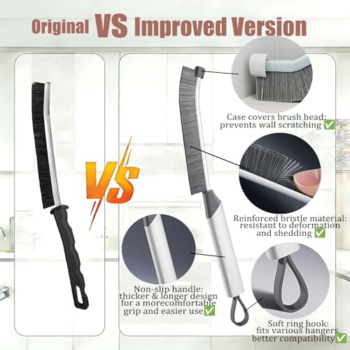 Image of 9-Piece Crevice Cleaning Brush Set, Hard Bristle Gap Scrubber Tools, Stiff Nylon Detail Brushes for Window Tracks, Bathroom Grout, Blenders & Kitchen Sink Detailing, Zero Cross-Contamination