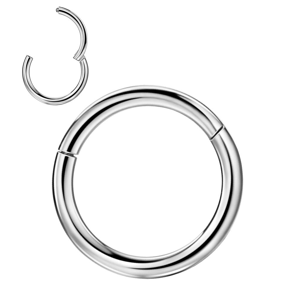 JOFUKIN 316L Surgical Steel Hinged Clicker Segment Septum, Lip Nose Hoop Ring, Helix Daith Cartilage Tragus Ring Body Piercing Jewelry Earring for Women Men — view 12