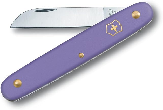 Victorinox Garden Floral Knife, Swiss Made, Straight Blade, Stainless Steel, Purple
