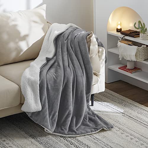 Cozylux Sherpa Fleece Blanket King Size Grey 108" X 90" Soft Fuzzy Reversible Throws Cozy Warm Thick Plush Blankets Luxury Microfiber Winter Bed Blanket For Camping Couch Sofa Chair, Gray #TOP1
