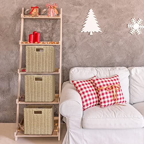 2 Pack Wicker Baskets For Shelves Organizing Or Decor, Graciadeco Hand-Woven Paper Rope Storage Cube Bins Woven, Foldable , 12 * 12 * 12 Inches,Khaki #TOP6