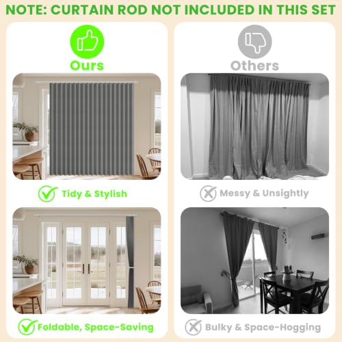 Image of AJAZZ Blackout Accordion Door Curtain 1 Panel 98 inchx78 inch Dark Grey - Magnetic Folding Room Divider, No-Drill Sliding Patio Closet