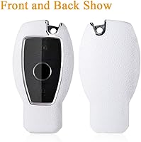 Vista 3 de SANRILY Funda para llave de Mercedes Benz A B C E R Class GLK GLA GLC GLE CLS SLK AMG Funda protectora de llave con llavero blanco