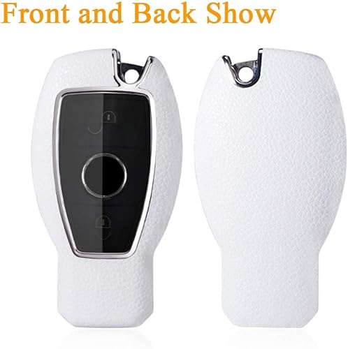Miniatura 4 de SANRILY Funda para llave de Mercedes Benz A B C E R Class GLK GLA GLC GLE CLS SLK AMG Funda protectora de llave con llavero blanco