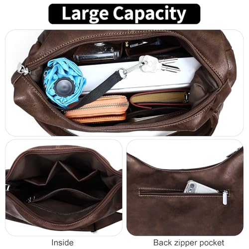 Image of Hobo Bags for Women Vegan Leather Purses Slouchy Shoulder Bag Tote