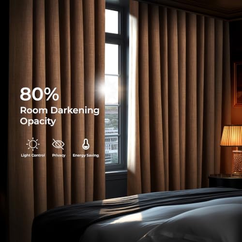 Image of HPD Half Price Drapes - Faux Linen Curtains for Living Room (1 Panel) - 50W X 120L - Textured Room Darkening Curtains for Bedroom 120 Inches Long - Drapes for Home Decor, Butterscotch