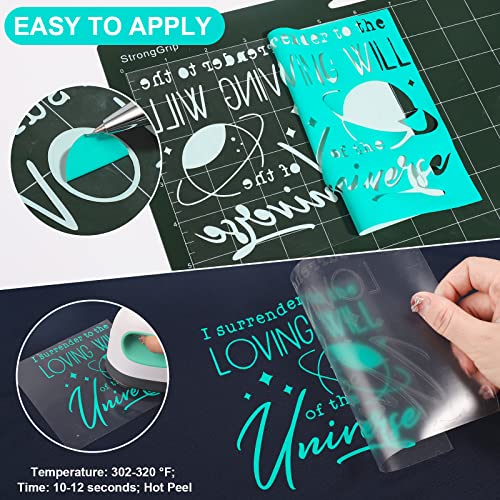Image of VINYL FROG Heat Transfer Vinyl Roll HTV Vinyl - 12 inch x5ft Turquoise Iron on Vinyl for T-Shirts, Heat Press Vinyl for DIY Craft Designs (Turquoise)