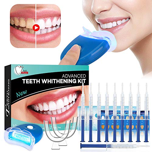 Teeth Whitening Kit Sbiancamento denti - ISUDA Gel Sbiancante Denti Professionale, 10x Sbiancamento dei denti,10x Pulizia Profonda Teeth Wipe,2x Kit vassoi per Luce a led