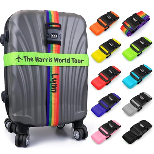 Personalised Lockable Luggage Straps (4 Pack)