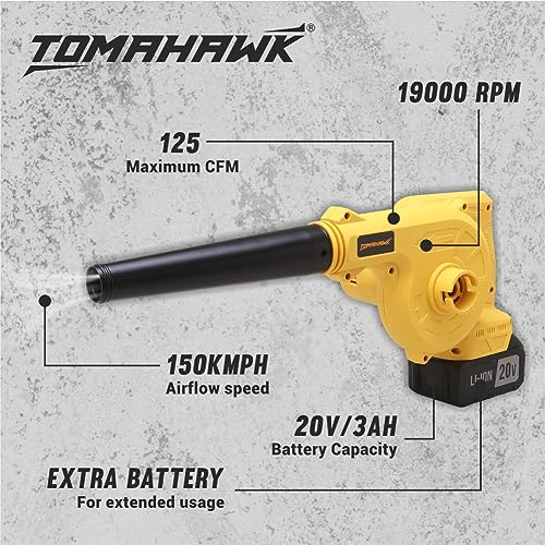 Image of TOMAHAWK Cordless Blower CB 40 - Powerful 100% Copper Motor, Lightweight & Portable, Quick Charging, Ideal for Construction, DIY Projects, and More