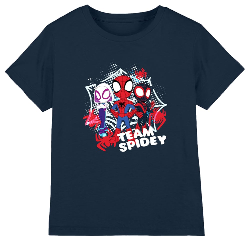 Marvel Spidey & His Amazing Friends Team Spidey Boys T Shirt, Navy, 7-8 Years