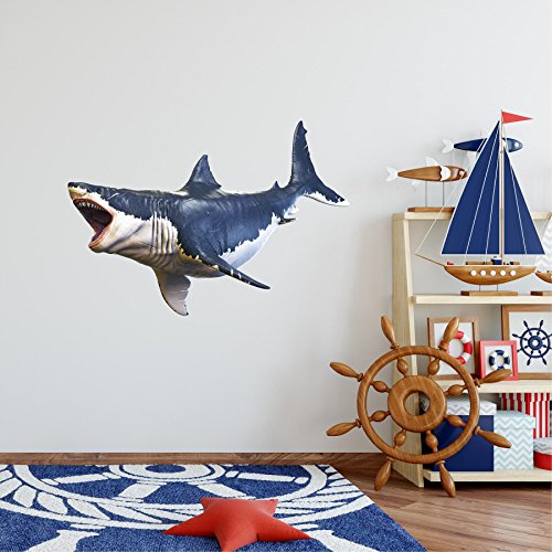 Vinilo decorativo Megalodon tiburón 18 pulgadas azul miniatura 2