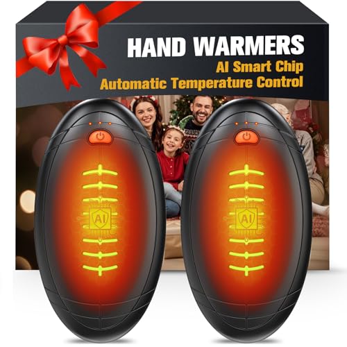 AI Hand Warmers Rechargeable 2 Pack, Electric Hand Warmers, AI Smart Chips 20Hrs Long Safe Heat, Portable Pocket Heater, Gifts for Christmas, Outdoor, Golf, Hunting, Camping Accessories