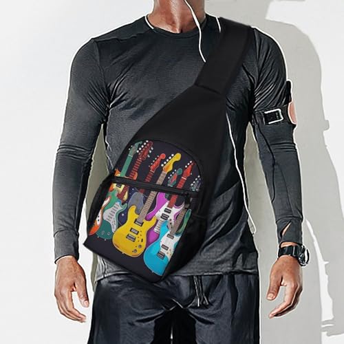 Colorful Guitars Sling Bag Casual Chest Bag Crossbody Shoulder miniatura 7