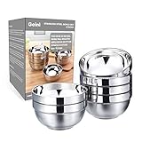 Geini Premium 304 Stainless Steel Bowls Set, Double Walled Insulated, Nesting Serving Bowls without...