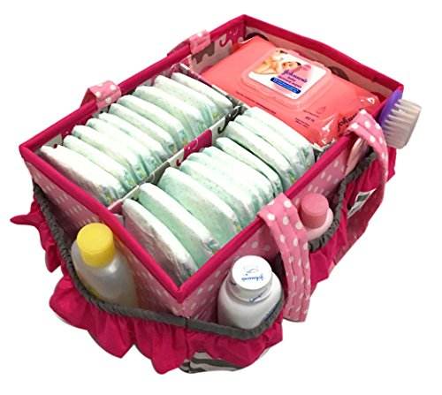 Bacati Elephants Girls Nursery Fabric Storage Caddy With Handles, Pink/Grey #TOP5